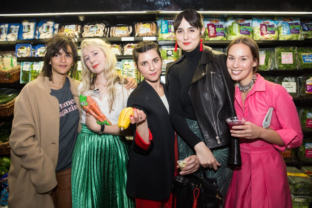 Laila Gohar, Joana Avillez, Julia Sherman,Thessaly La Force, and Alexxa Gotthardt at the <em>Salad for President</em> release party. Courtesy of Laura June Kirsch.