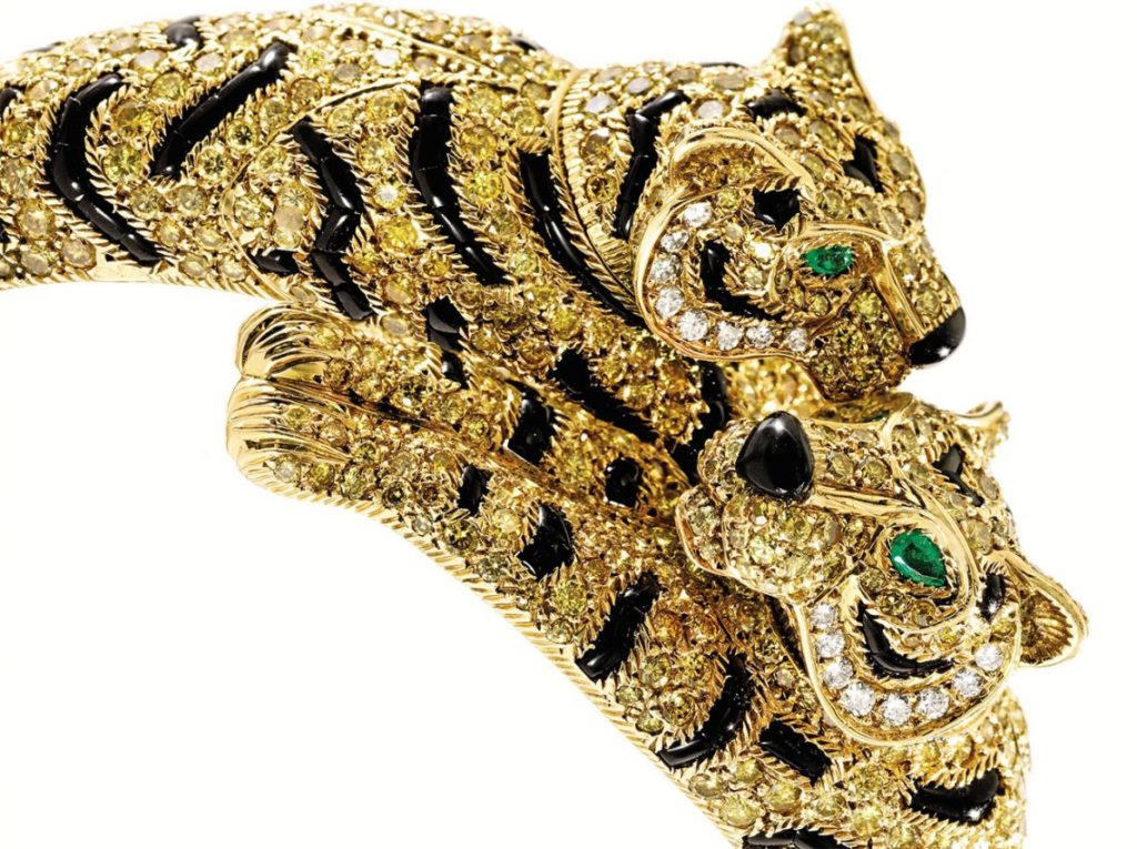 Cartier tiger bracelet with yellow diamonds and onyx. Courtesy Veronique Bamps, Paris.