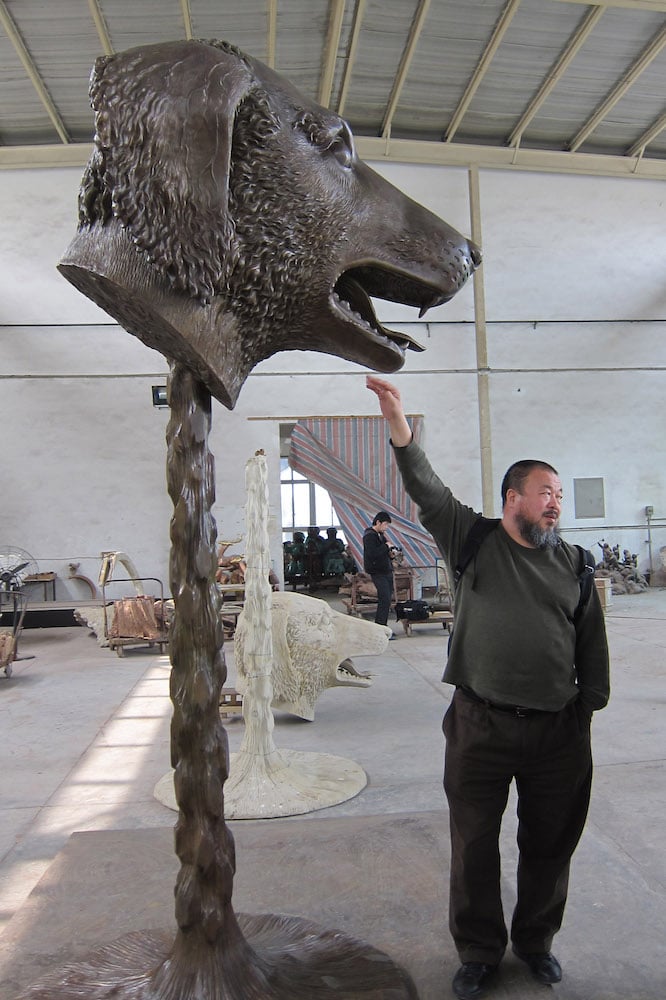 Ai Weiwei with Dog (detail), Circle of Animals / Zodiac Heads, 2010. Courtesy the artist.