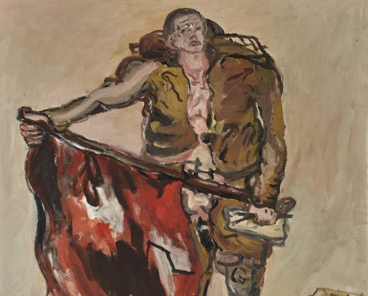 Georg Baselitz, Mit Roter Fahne (With Red Flag), 1965. Courtesy of Sotheby's.