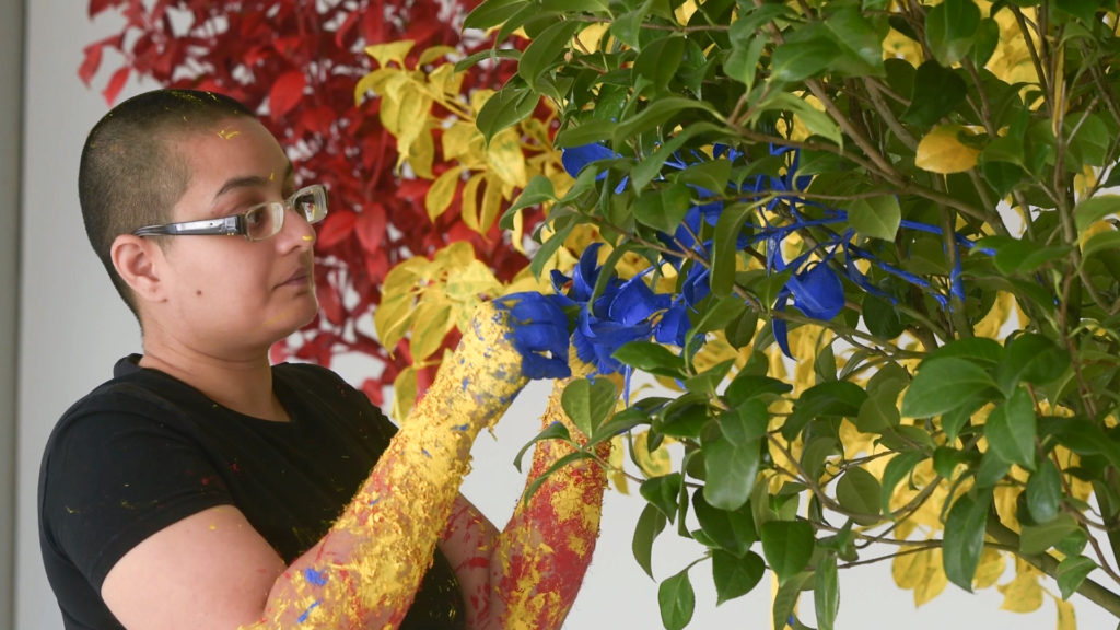 Neha Choksi, In Leaf (Primary Time) (2015). Live performance for Hayward Gallery. Photo courtesy of the artist and Project 88, Mumbai.