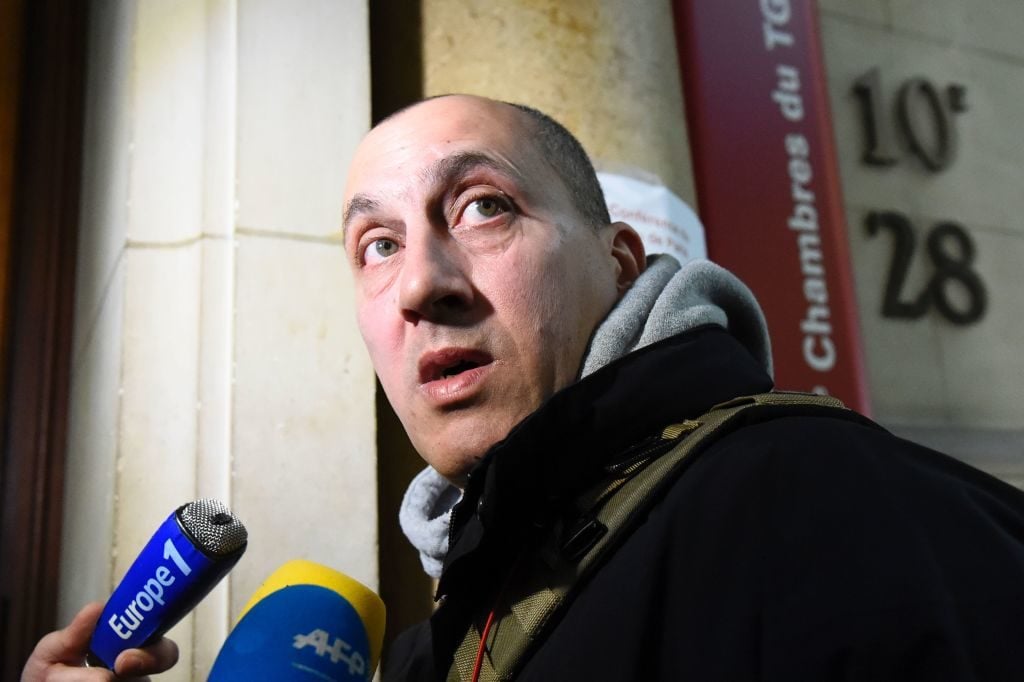 Vjeran Tomic, the main suspect in the case of the 2010 theft of five masterpieces from the Paris Modern Art Museum, arrives to his trial on January 30, 2017 at the Court house in Paris. Photo courtesy BERTRAND GUAY/AFP/Getty Images.