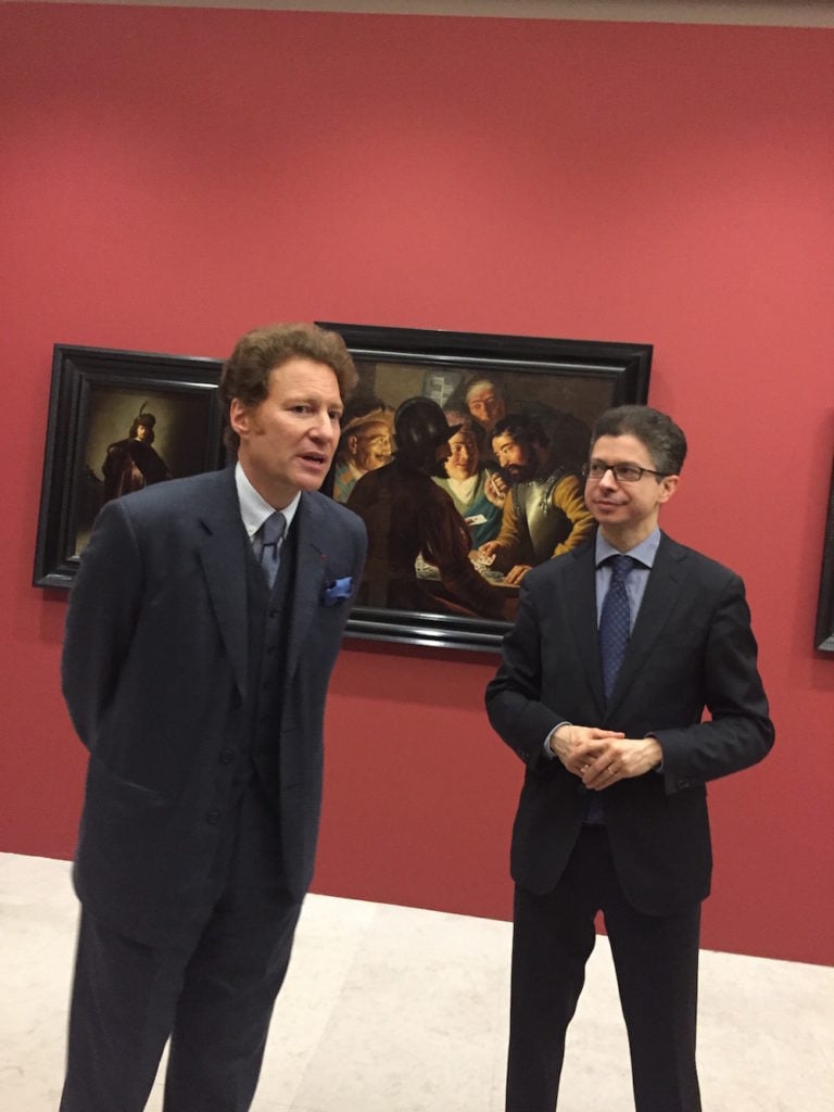 Thomas Kaplan (L), and Louvre curator Blaise Ducos. Photo Laura von Straaten.