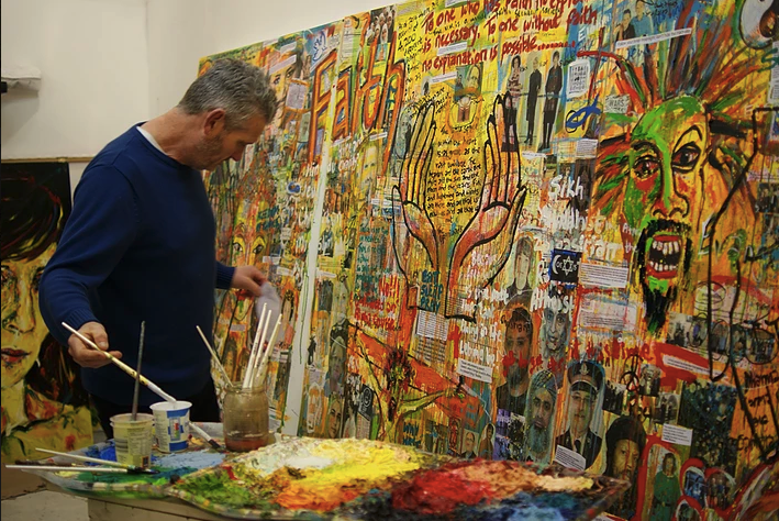 Russell Haines finishing one of the works for “Faith.” Courtesy the artist.