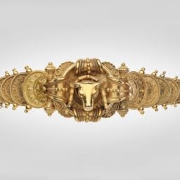 Ernesto Pierret, Etruscan Revival Bracelet, Italian, (circa 1860), gold. Museum purchase with funds donated by the Rita J. and Stanley H. Kaplan Family Foundation, Jean S. and Frederic A. Sharf, and Monica S. Sadler. Courtesy of the Museum of Fine Arts Boston.