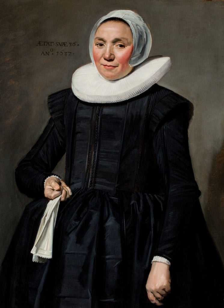 Frans Hals, <i>A Portrait of a Woman Holding a Pair of Gloves</i> (1637). Courtesy of Johnny Van Haeften Old Master Paintings, London.