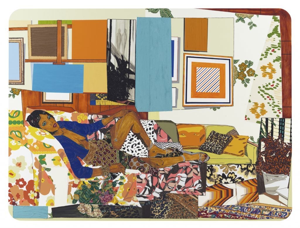 Micklane Thomas, Tamika sur une chaise longue avec Monet , 2012. Courtesy of the artist, Lehmann Maupin, New York and Hong Kong, and Artists Rights Society (ARS), New York.