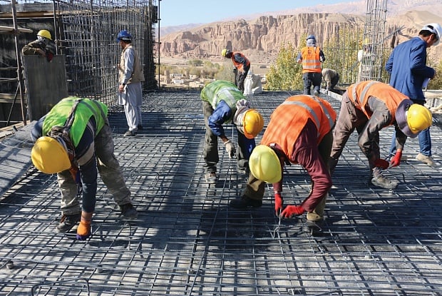 Construction at the Bamiyan Cultural Centre. Courtesy of Ghulam Reza Mohammadi/UNESCO, Kabul