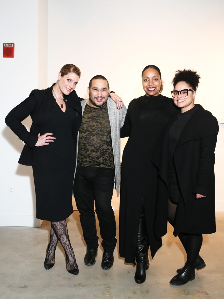 Cerrie Bamford, David Antonio Cruz, Ashley Artis, and Joeonna Bellorado-Samuels at the opening of "Zoe Buckman: Imprison Her Soft Hand" at the Project for Empty Space. Courtesy of Noa Griffel/BFA. 