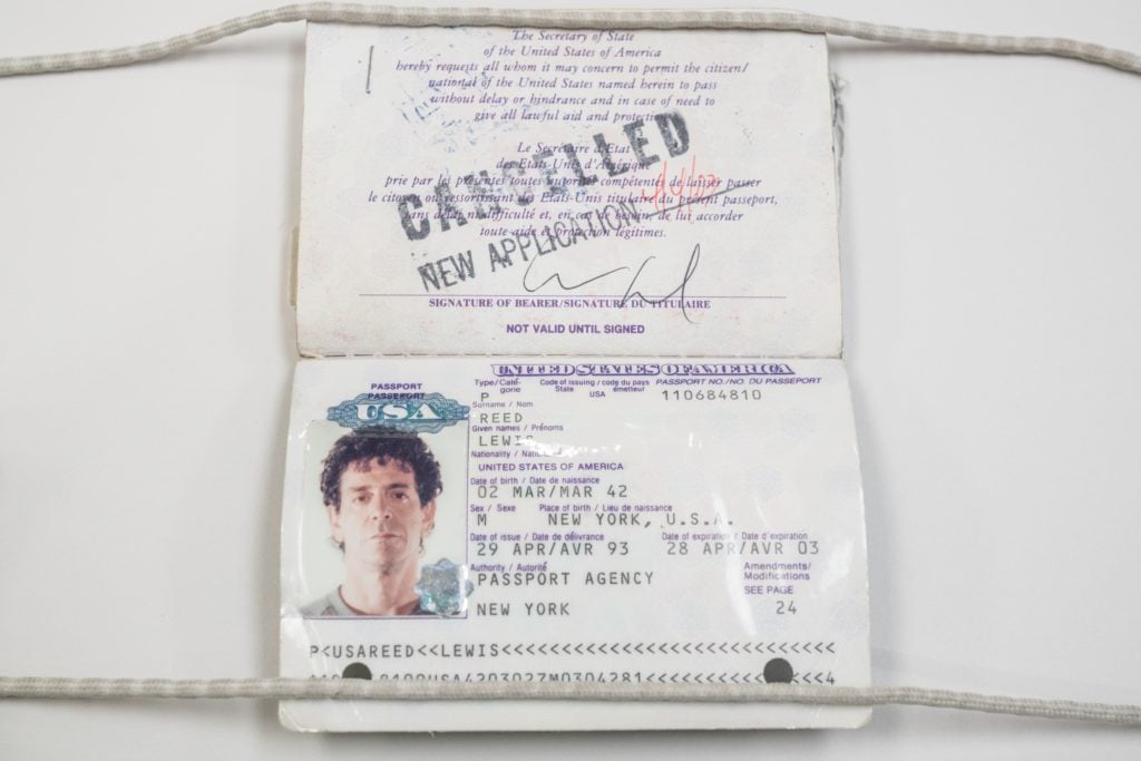 Lou Reed's passport from his personal archive. Courtesy of Jonathan Blanc/the New York Public Library.