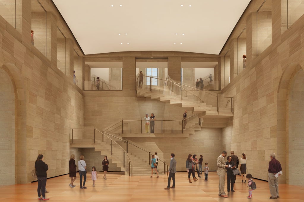 A rendering of the new Forum space at the Philadelphia Museum of Art. Courtesy of Frank Gehry.