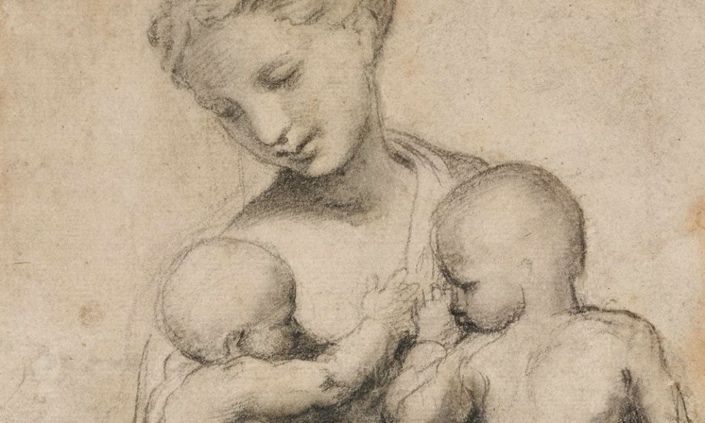 Raphael, <em>Study for Charity</em> (circa 1519). Courtesy of the Ashmolean Museum, University of Oxford.