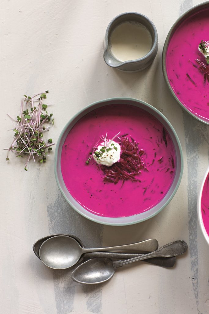 Brightest borscht with sour cream and dill, © Robyn Lea