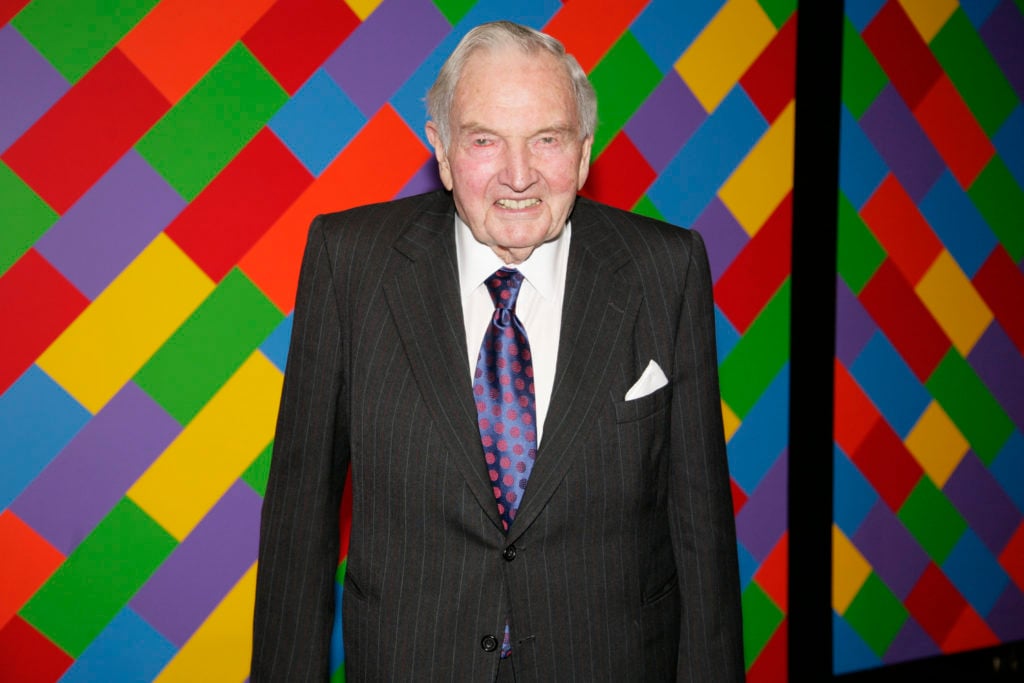 David Rockefeller at the Museum of Modern Art's 41st Annual Party in the Garden in 2009. Courtesy of David X. Prutting, © Patrick McMullan.