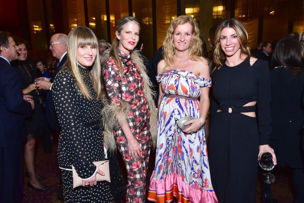 Amy Astley, Yvonne Force Villareal, Marlies Verhoeven, and Michelle Hellman Cohen at the Art Production Fund's Bright Lights, Big City Gala. Courtesy of Sean Zanni, © Patrick McMullan.