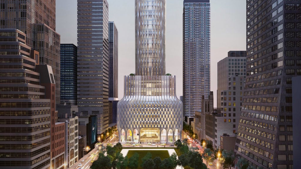 Zaha Hadid Architects, rendering for 666 Fifth Avenue. Courtesy of Methanoia.