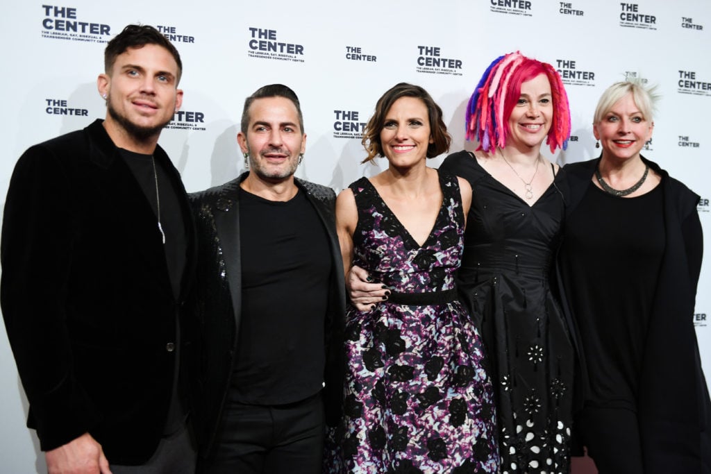 Charly DeFrancesco, Marc Jacobs, Glennda Testone, Lana Wachowski, and Karin Winslow at the LGBT Community Center. Courtesy of BFA.
