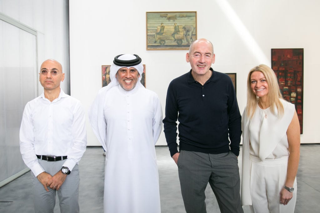 Iyad Alsaka, Abdelmonem Bin Eisa Alserkal, Rem Koolhaas, and Vilma Jurkute. Photo courtesy Alserkal Avenue. 