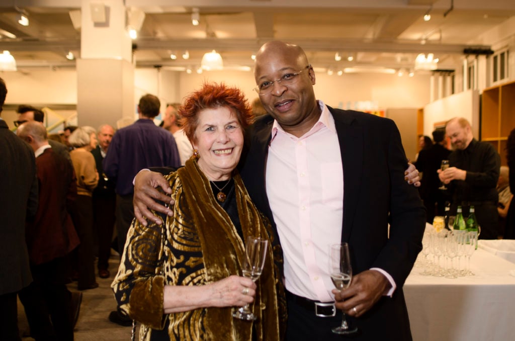 Donna Henes and Anthony Beale at Swann's 75th Anniversary Party. Courtesy of Swann Auction Galleries. 