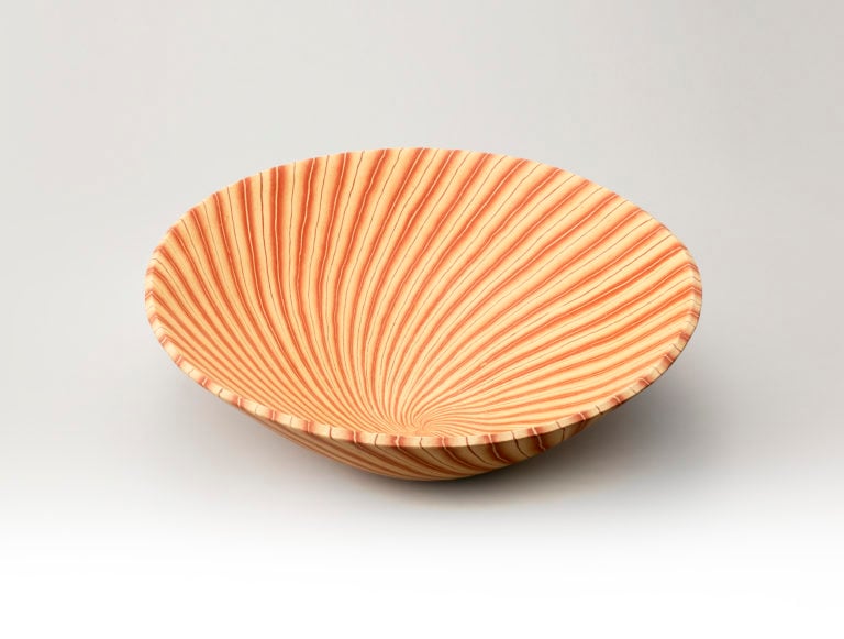 Ito Sekisui V, <i>Neriage Large Plate with Line Patterns</i> (2016). Courtesy the artist and Onishi Gallery.