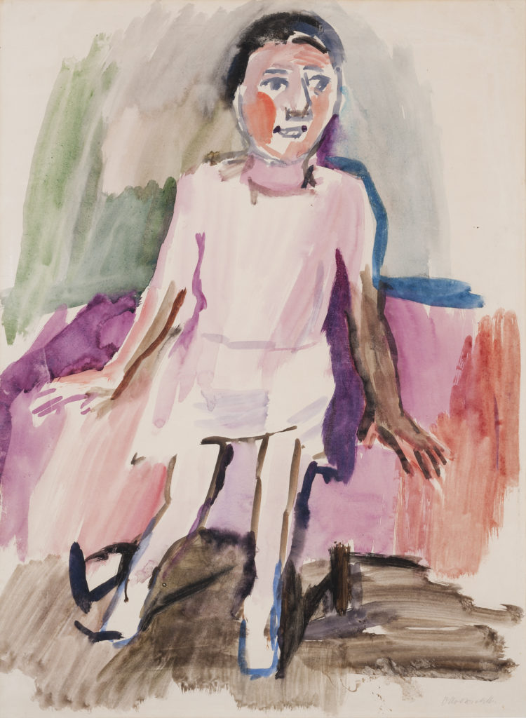 Oskar Kokoschka, Girl on Red Sofa (1921). Courtesy of Galerie St. Etienne.