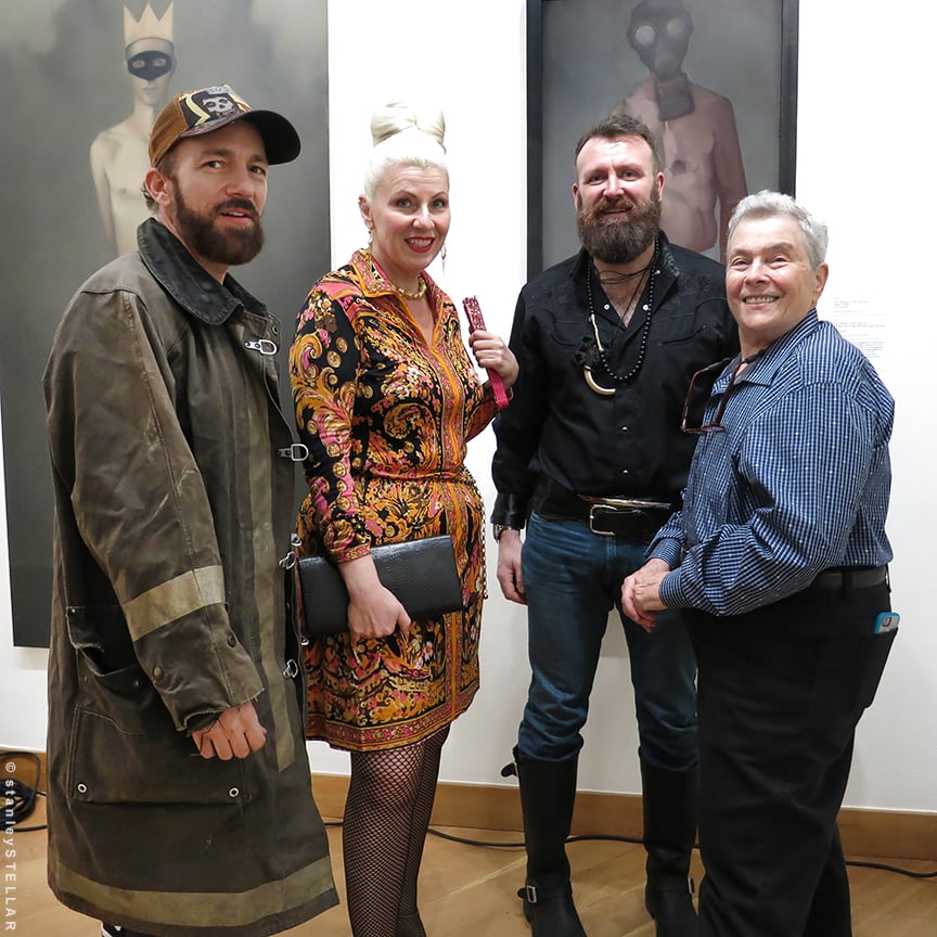Scooter LaForge, Cynthia Powell, Branden Wallace, and JEB (Joan E. Biren) at the reopening of the Leslie Lohman Museum. Courtesy of stanleyStellar.