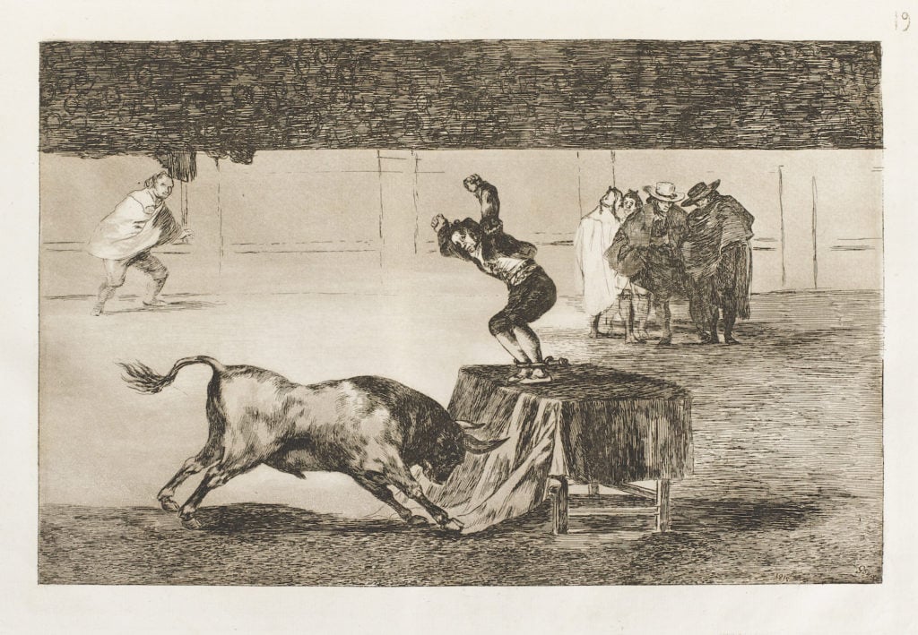 Francisco Goya, etching from La Tauromaquia series (1815-16). Courtesy Sotheby’s London.