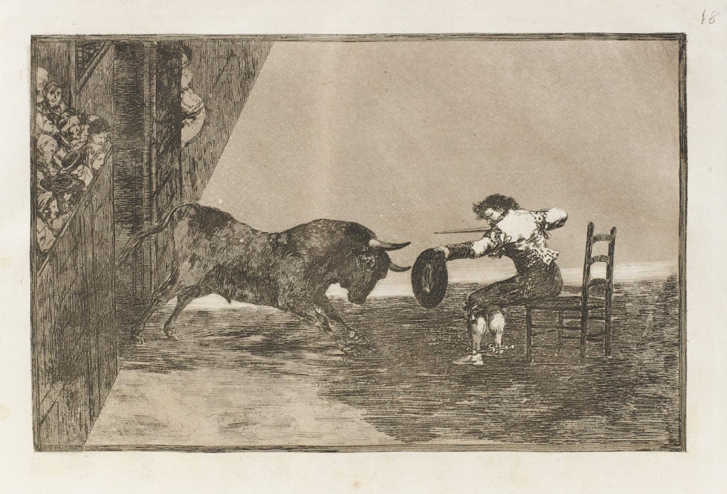 Francisco Goya, etching from <i>La Tauromaquia</i> series (1815-16). Courtesy Sotheby’s London.