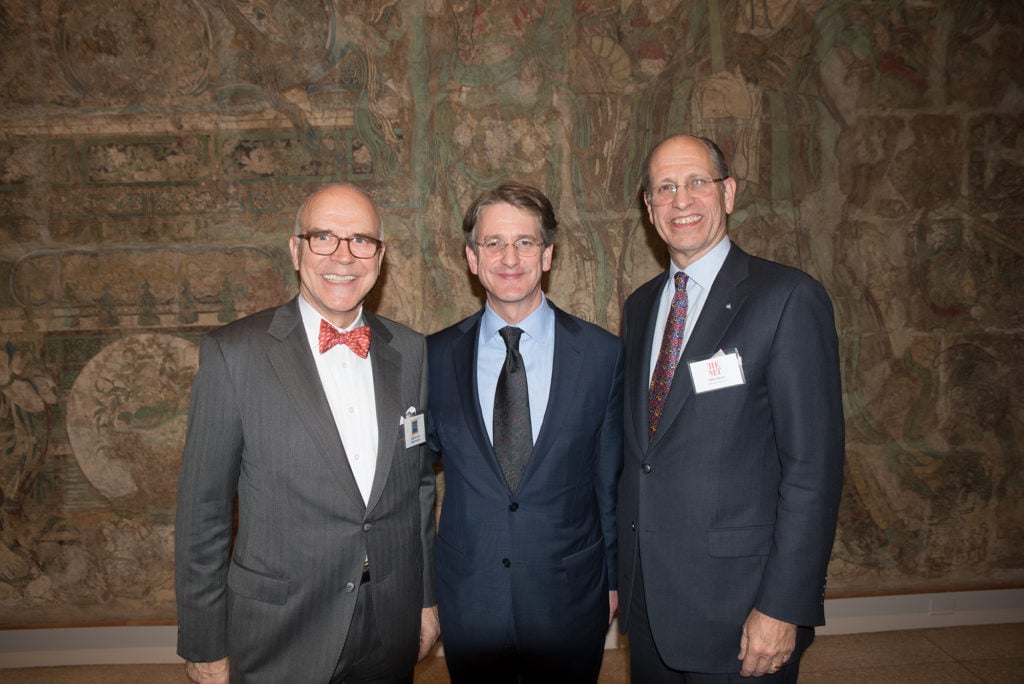 Lark Mason, Thomas P. Campbell, and Mike Hearn at the Metropolitan Museum of Art Asia Week Reception. Courtesy of Asia Week. 