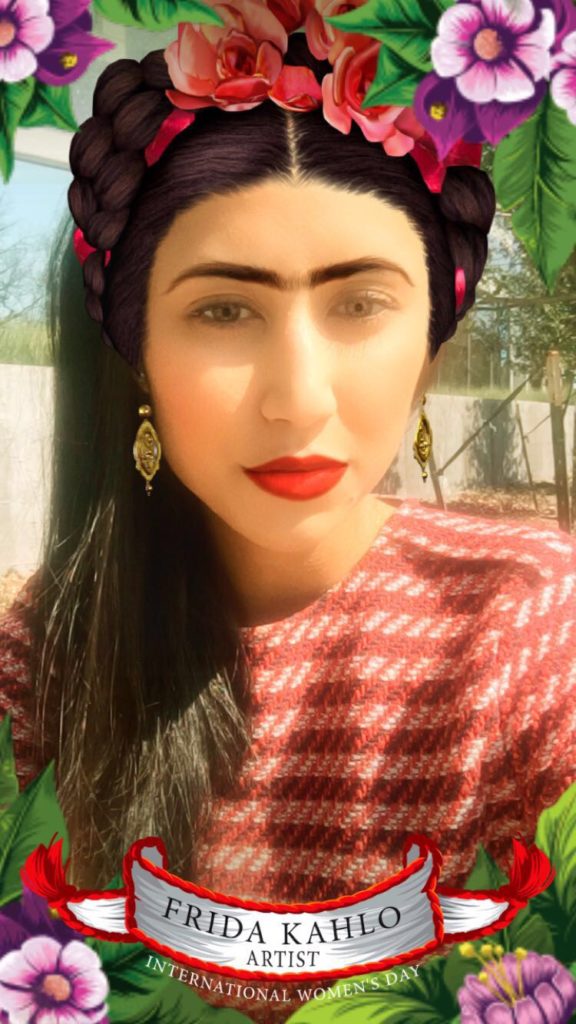 Snapchat created a Frida Kahlo filter for International Women's Day. Courtesy of Katya Khazei.