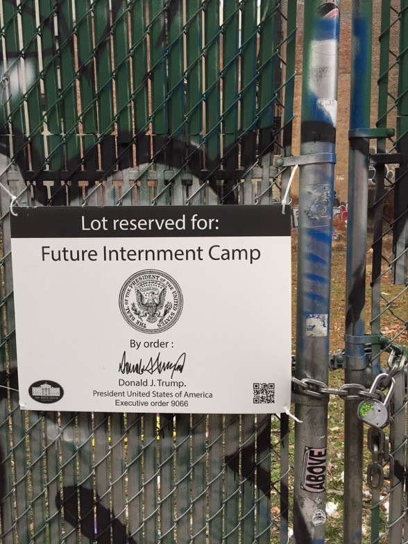 One of Plastic Jesus's Donald Trump internment camp signs. Courtesy of Plastic Jesus. 