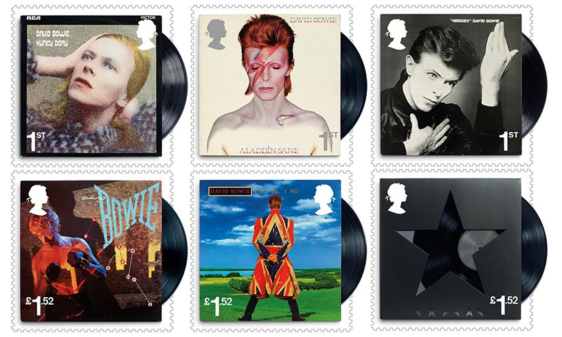 The Royal Mail's David Bowie Stamps. Courtesy of the Royal Mail. 