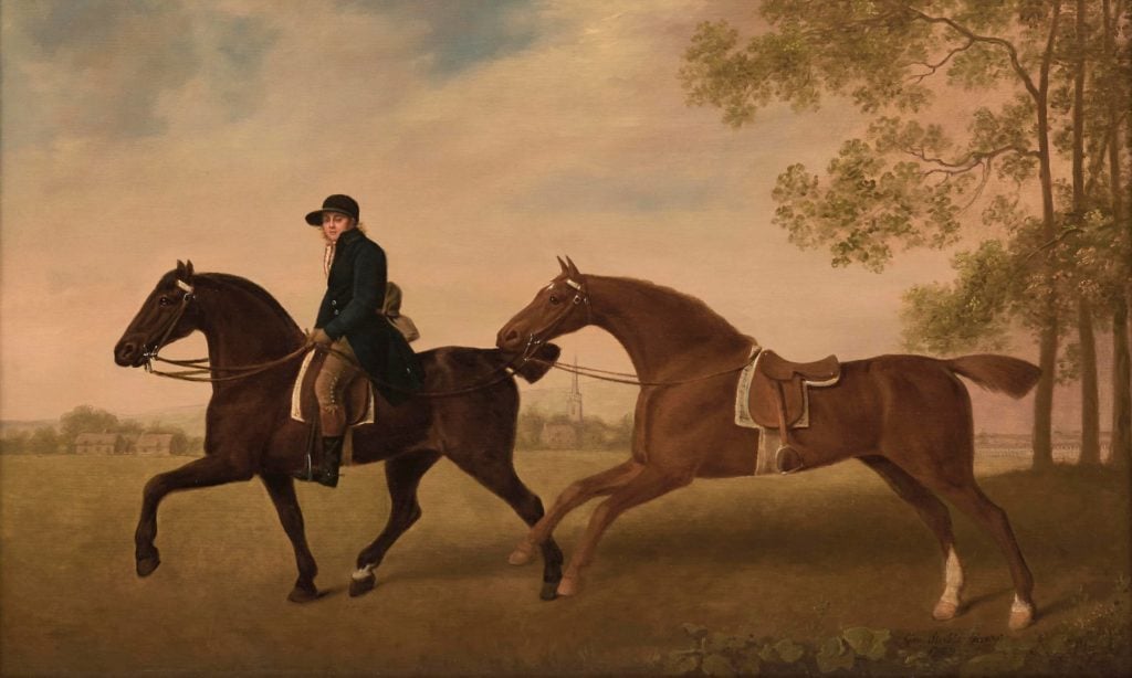 George Stubbs, Two saddled horses, one ridden by a groom. The painting was deaccessioned by the Huntington Library in San Marino, California. Courtesy of Roderick McKenzie Smith.