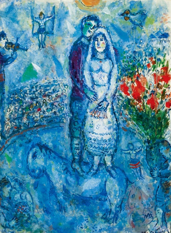 Marc Chagall, <i>Les Mariés du Cirque</i> (circa 1980). Courtesy K Auction, Seoul