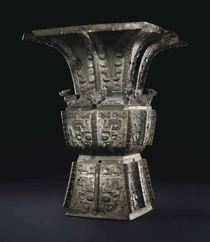 Late Shang Dynasty bronze wine vessel. Courtesy Christie's Images Ltd.