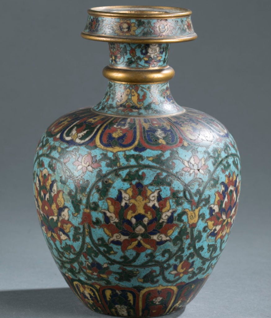 chinese cloisonne vase auction