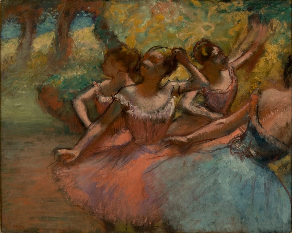 Edgar Degas, Four Ballet Dancers on Stage (circa 1885–90). Courtesy of the Museu de Arte de São Paulo.