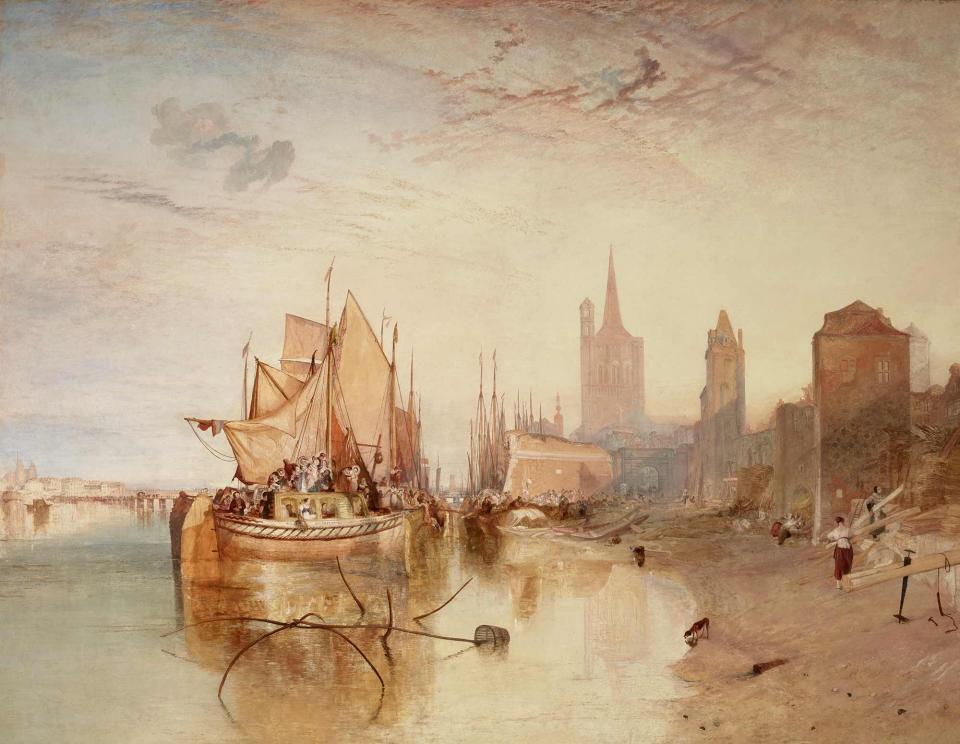 J. M. W. Turner, <i>Cologne: The Arrival of a Packet-Boat: Evening</i>, exhibited 1826. Courtesy The Frick Collection, New York; photo: Michael Bodycomb.