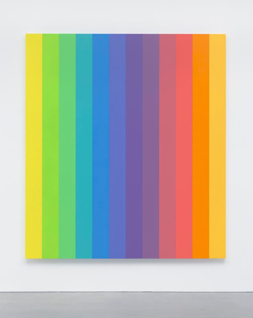 Ellsworth Kelly, Spectrum IX, 2014, acrylic on canvas, twelve joined panels, 107 3/4 x 96".
