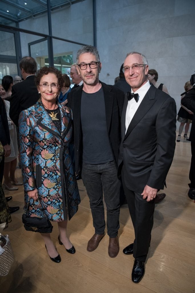 Nancy Nasher, honoree Pierre Huyghe, and Sculpture Center Director Jeremy Strick. Photo courtesy of Bruno.