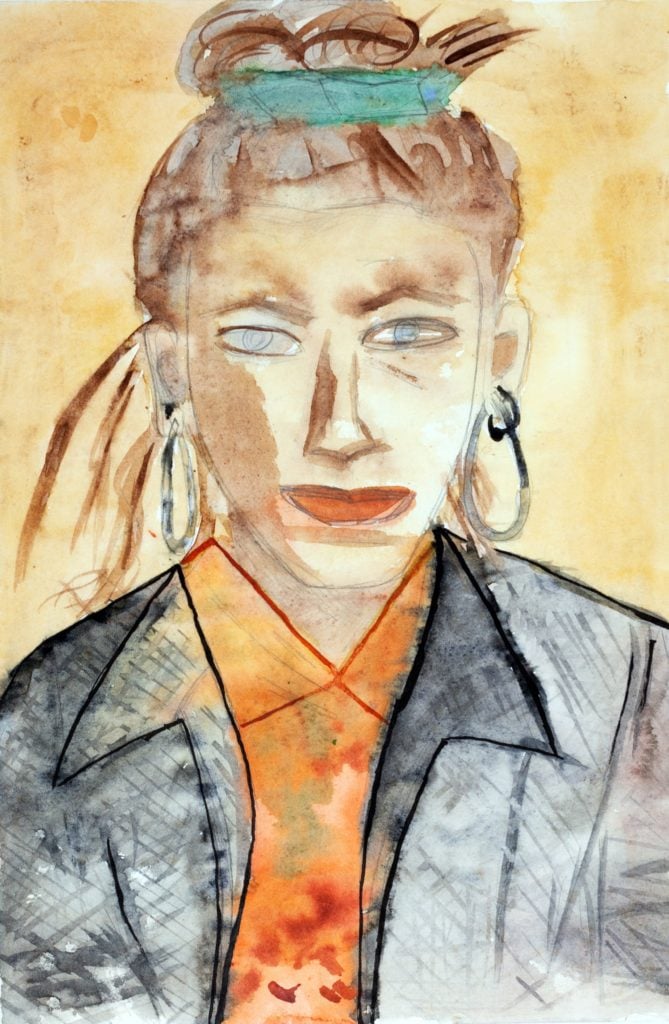 Katherine Bernhardt, age 17, Self Portrait (1992). Courtesy of the artist.