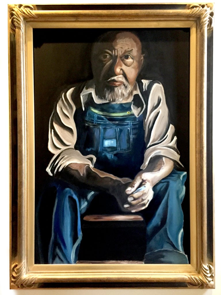 Sanford Biggers, age 16, Grandfather's Hands (1986). Collection of Dr. Samuel L. Biggers.