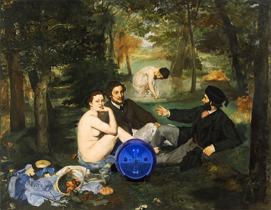 Jeff Koons, Gazing Ball (Manet Luncheon on the Grass) (2014–15). Photo courtesy Gagosian gallery and © Jeff Koons.