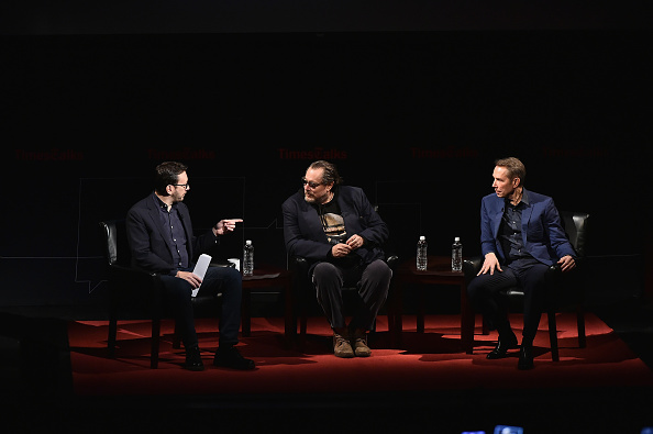 Randy Kennedy, Julian Schnabel, and Jeff Koons attend TimesTalks Presents Julian Schnabel And Jeff Koons at The Times Center on March 6, 2017 in New York City. Photo by Theo Wargo/Getty Images.