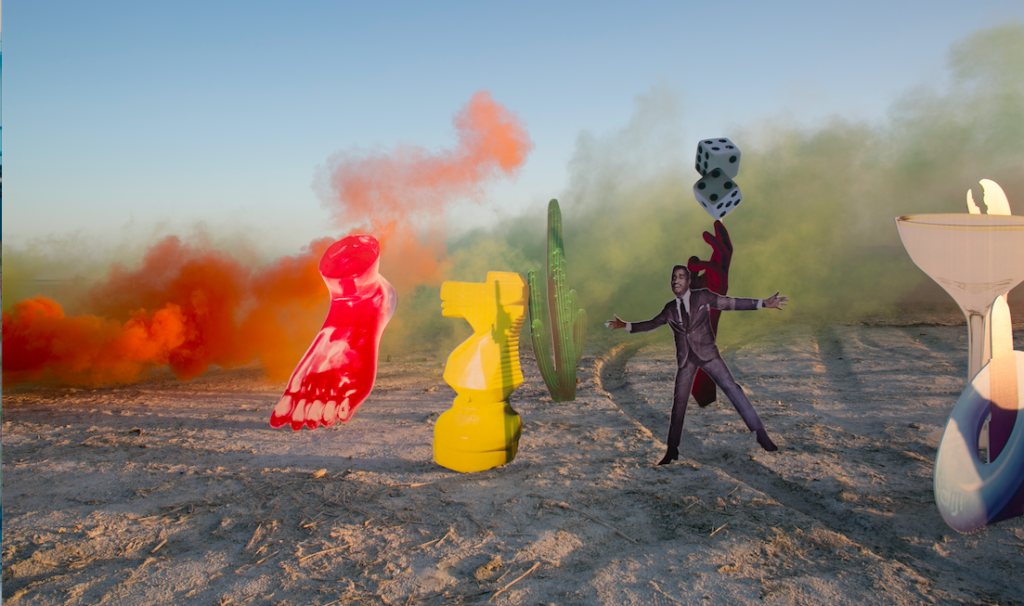 An installation by the artist Marco Walker at the Bombay Beach Biennial. Courtesy of Jennifer Wiley & Frank Martinez.