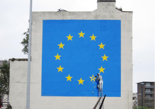 The mural by Bansky appeared overnight in Dover. Photo via Banksy’s Instagram.
