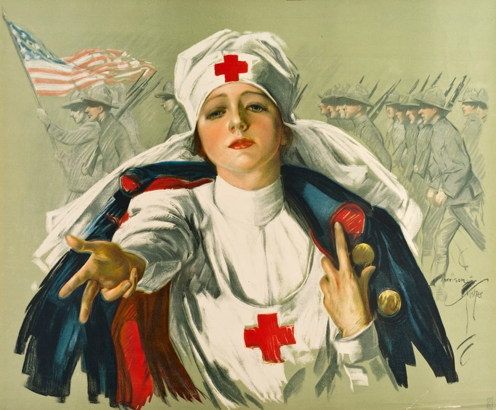 Harrison Fisher <i>Red Cross Woman</i> (1917). <br>Courtesy New York Historical Society