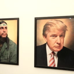 Andres Serrano photographs from the "Anerica" series (2001–2004) at Nathalie Obadia Gallery. Photo: Henri Neuendorf.