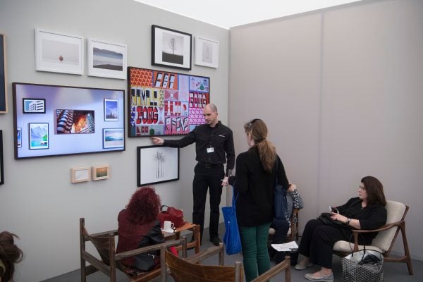 Samsung showcased The Frame at a dedicated loune for the most recent New York edition of Frieze Art Fair. Courtesy Samsung.