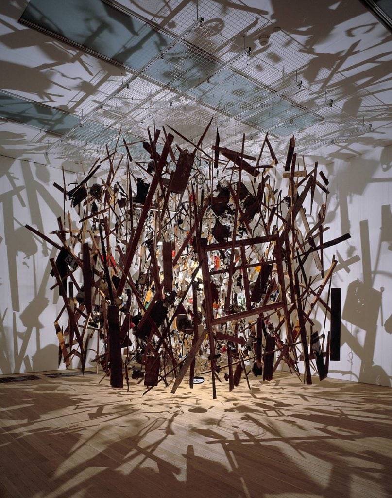 Cornelia Parker, <em>Cold Dark Matter: An Exploded View</em> (1991), a 1997 Turner Prize Nominee. Courtesy of the Tate.